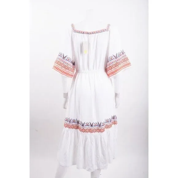 Boden Womens Jersey Embroidered Midi Dress UK 18 US 14 White Boho D0263 NWT - Picture 6 of 7